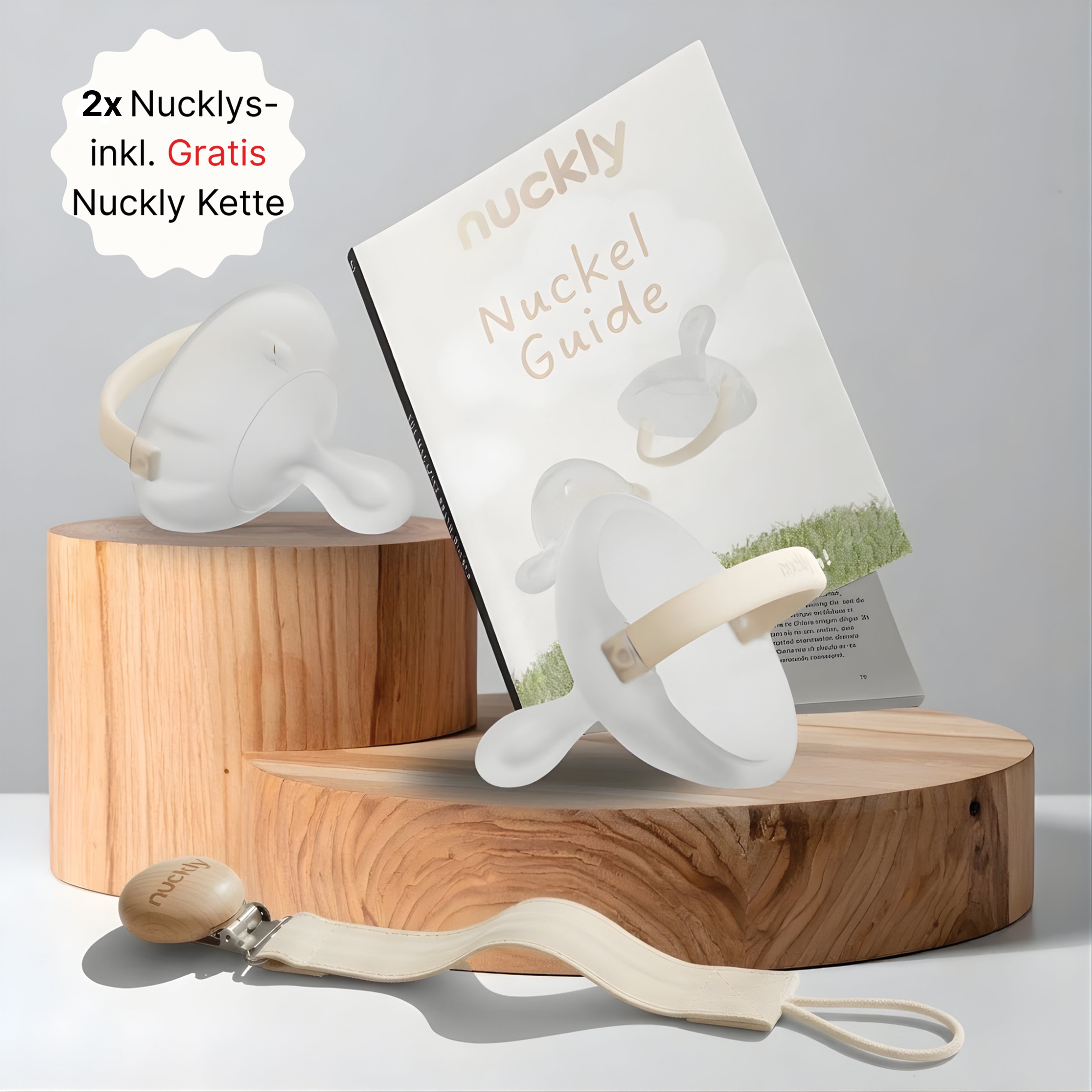 Nuckly Comfort Box / 2x Nuckly NatureSense + Nuckly-Kette + Ratgeber